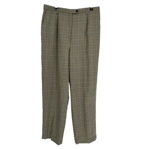 Pendleton Pants Women's Size 12 Yellow Gray Houndstooth Check Wool Pleated